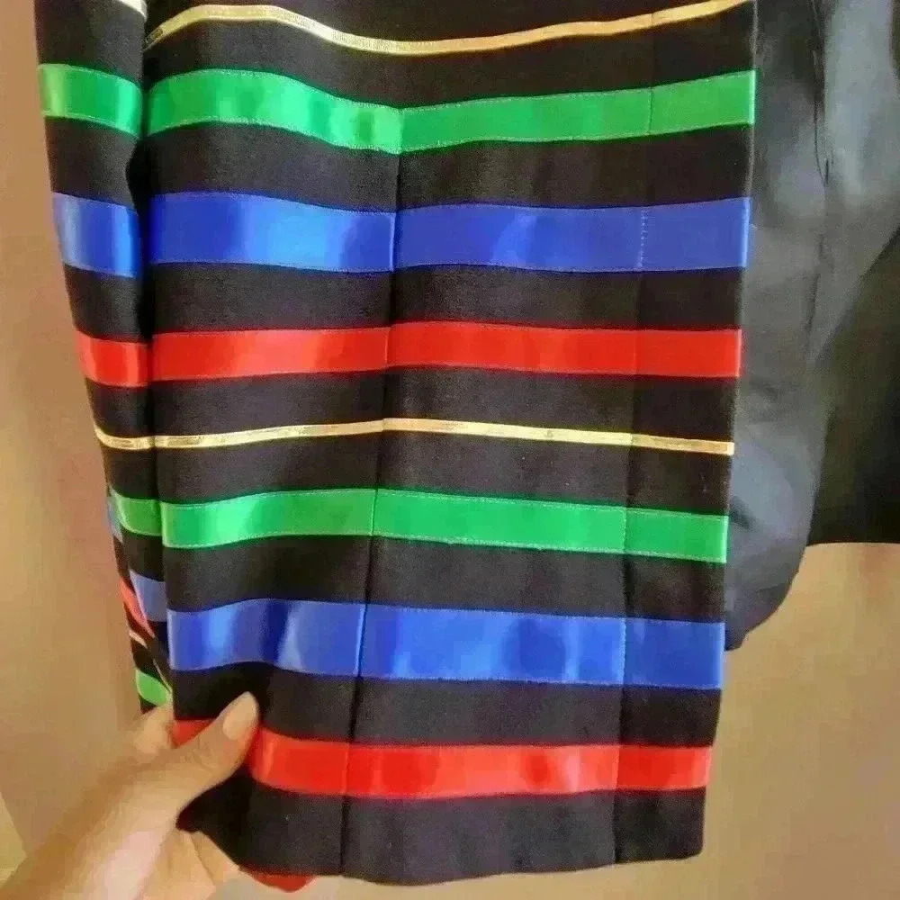 MAGGY LONDON Blazer Waist Jacket Size 14 Silky Rainbow Stripe Padded VTG - Picture 11 of 16